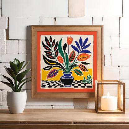 Retro Flower Bouquet Square Print