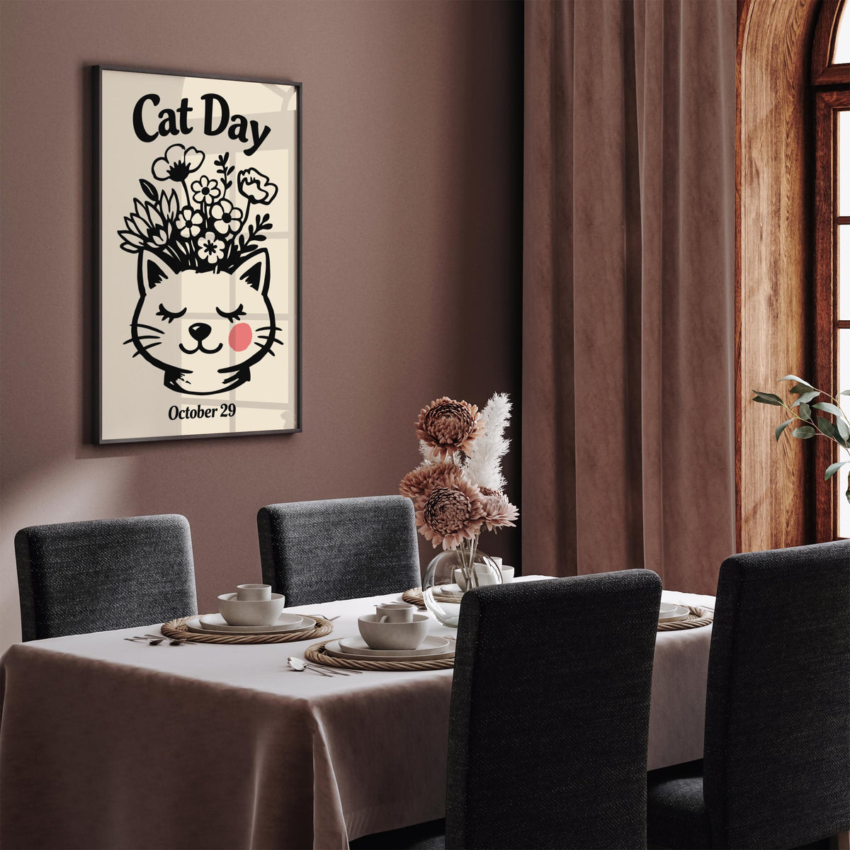 National Cat Day October 29 Art Poster