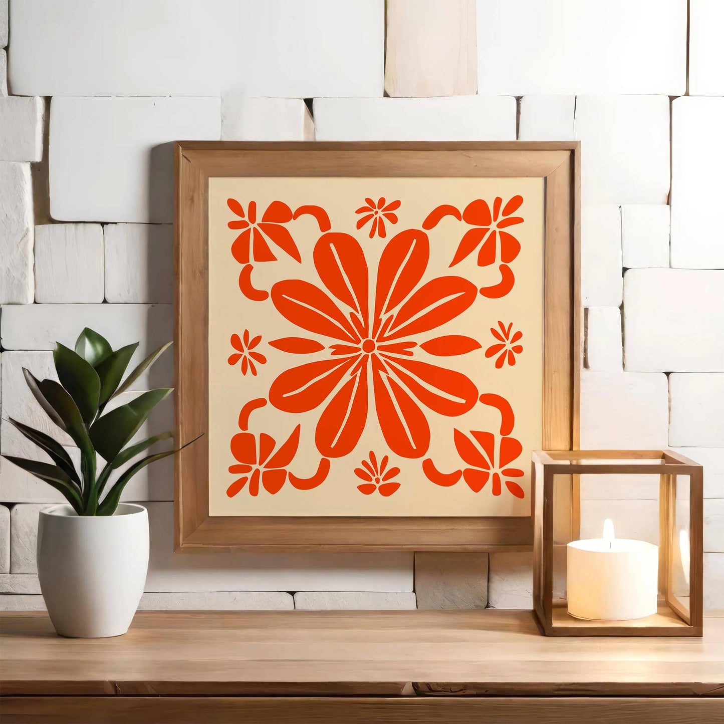 Vibrant Cutouts Flower Square Wall Art