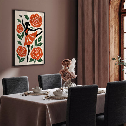 Ballerina Dancer in Roses Poster