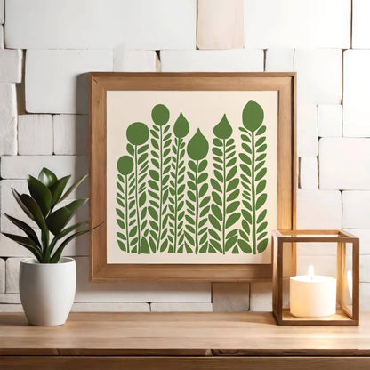Green Nature Print - Minimalist Square Wall Art