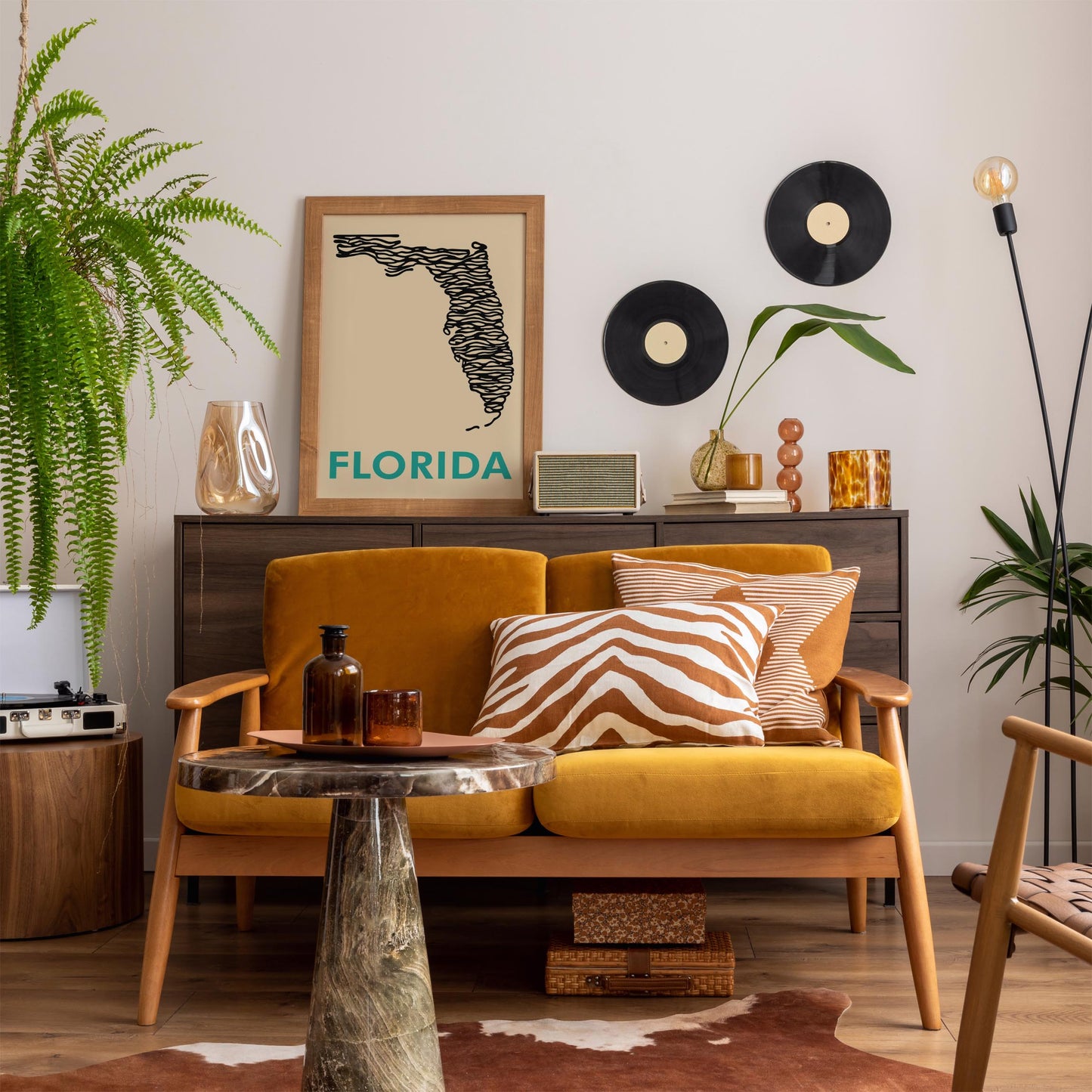 Florida Minimalist Poster - Mid Century Modern Wall Art