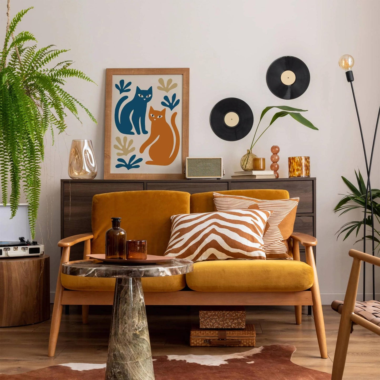 Modern Abstract Cat Poster – Twin Cats Print