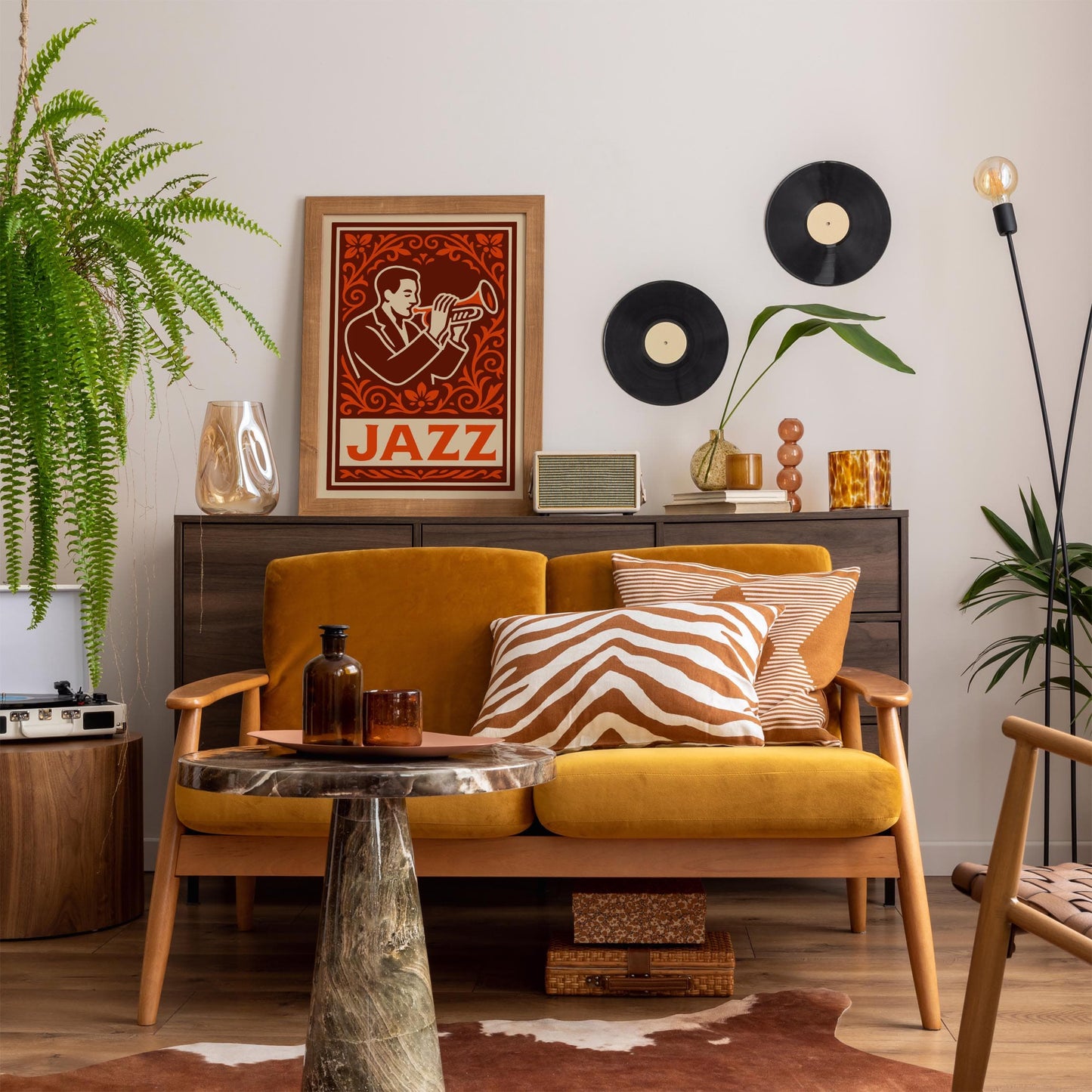 Jazz Musician Poster - Vintage Burgundy Music Wall Art