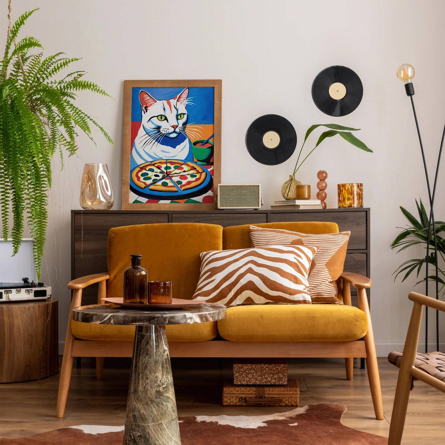 Cat Pizza Lover Kitchen Art Print - HypeSheriff