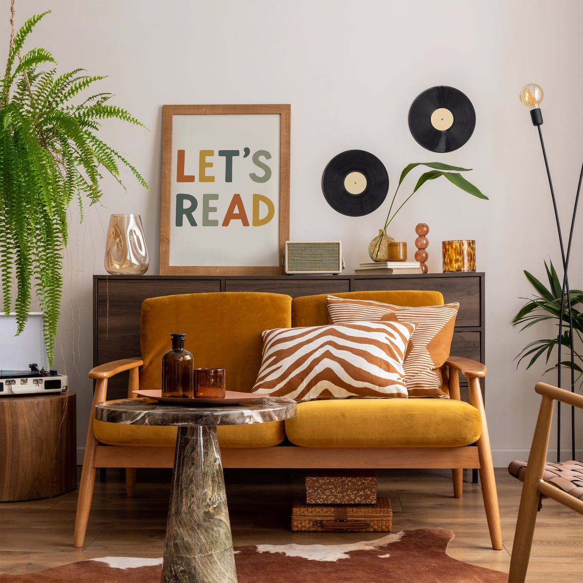 Let's Read Poster - Scandinavian Typography Wall Art