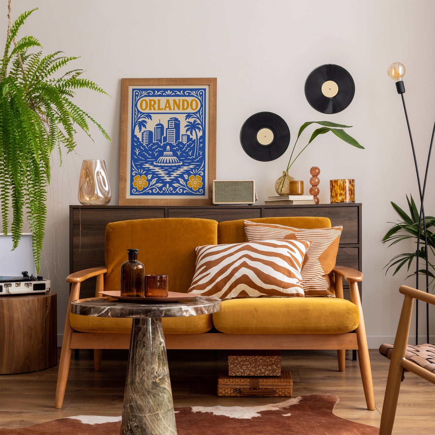 Orlando Cityscape Blue & Yellow Poster