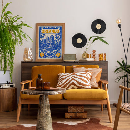 Orlando Cityscape Blue & Yellow Poster