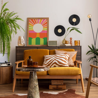 Mid-Century Modern Sun Art Colorful Decor