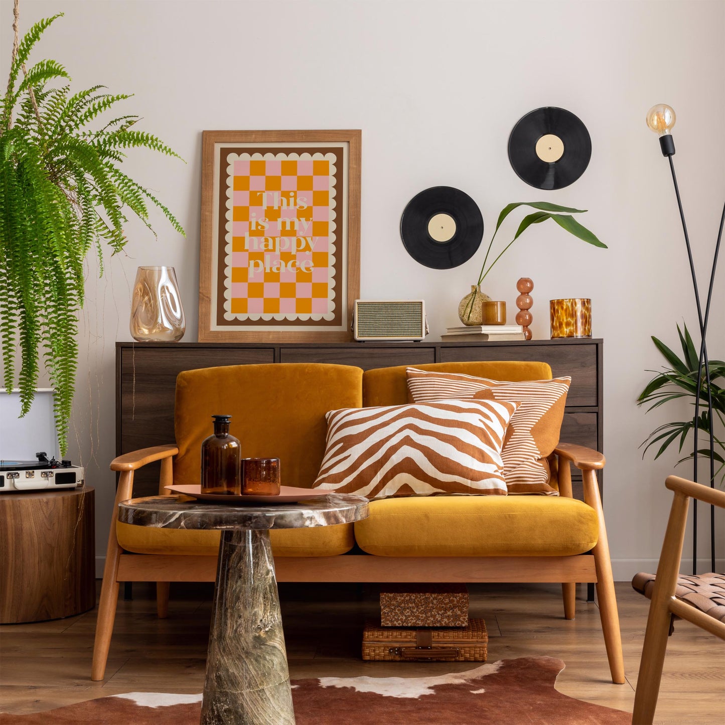 This Is My Happy Place Poster - Retro Checkerboard Wall Art