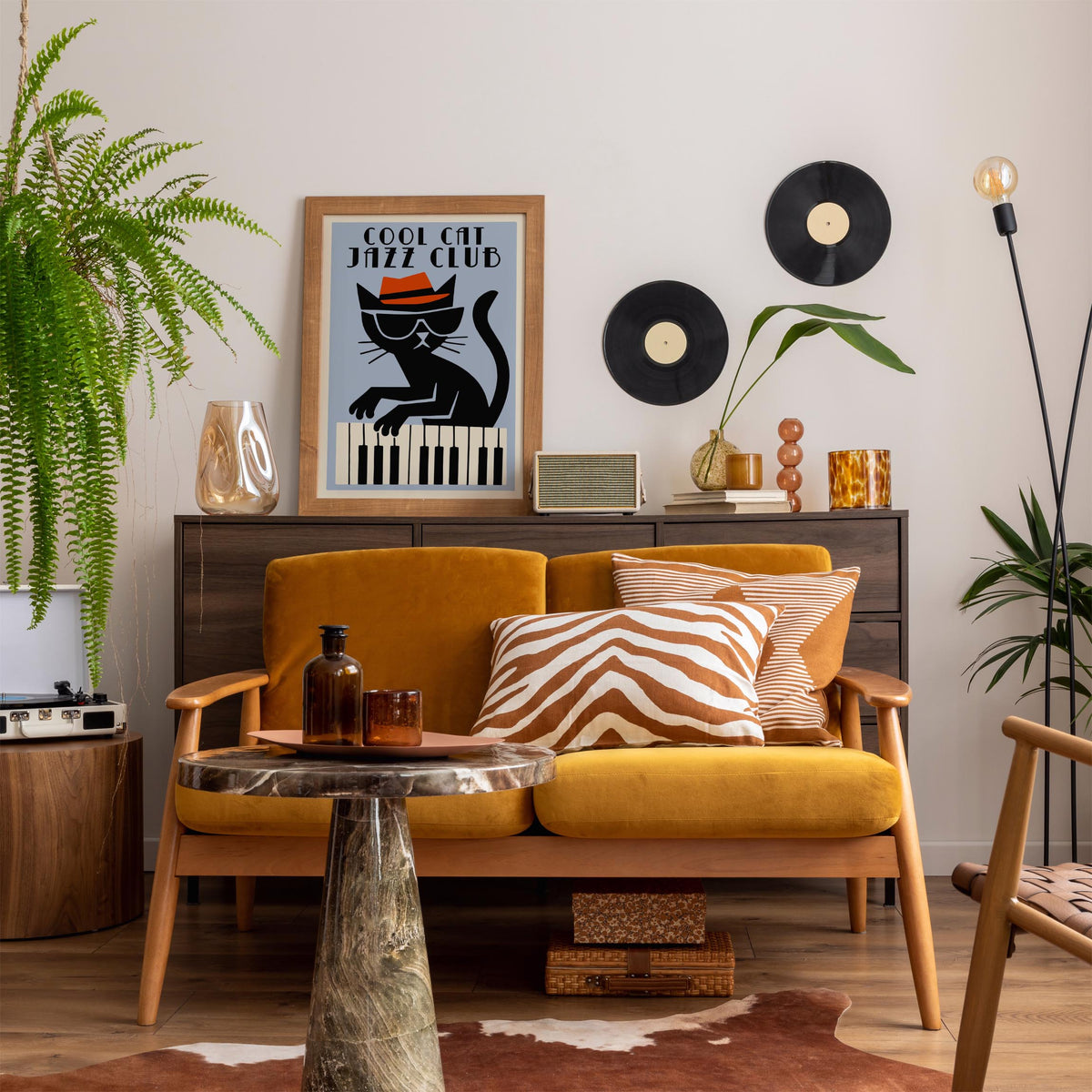 Cool Cat Jazz Club Retro Art Poster