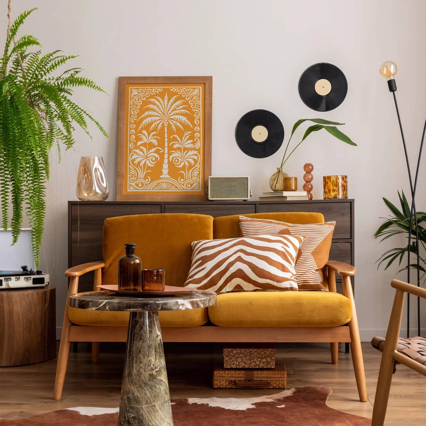 Warm Yellow Palm Tree Nature Wall Art Print