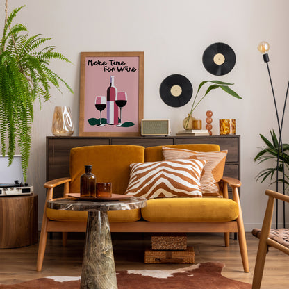 Make Time For Wine Pink Wall Art