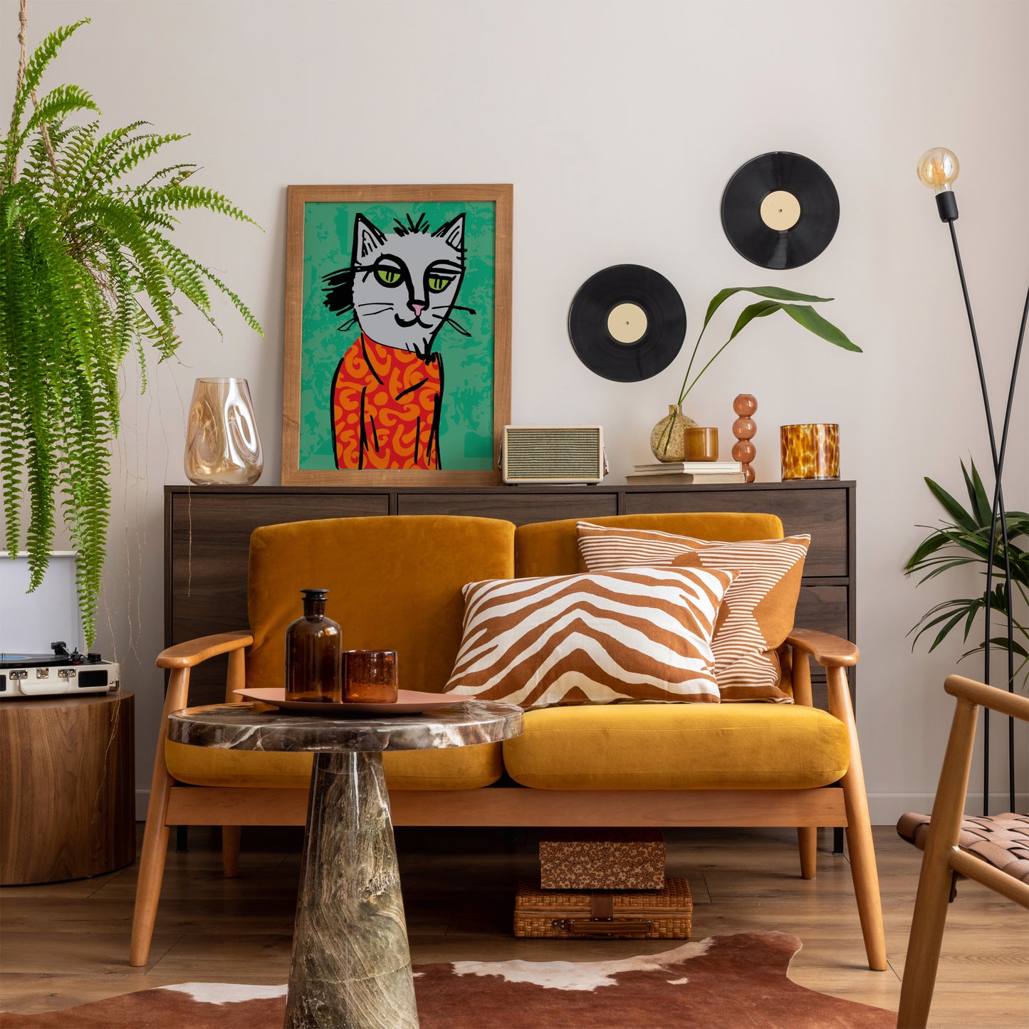 Artistic Quirky Cat Wall Art