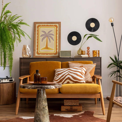 Boho Retro Butter Yellow Palm Tree Poster