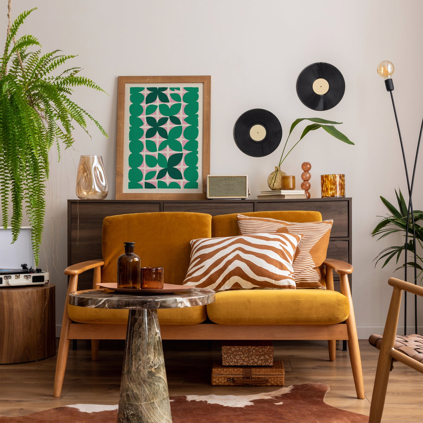 Abstract Green Wall Art, Mid-Century Inspiration