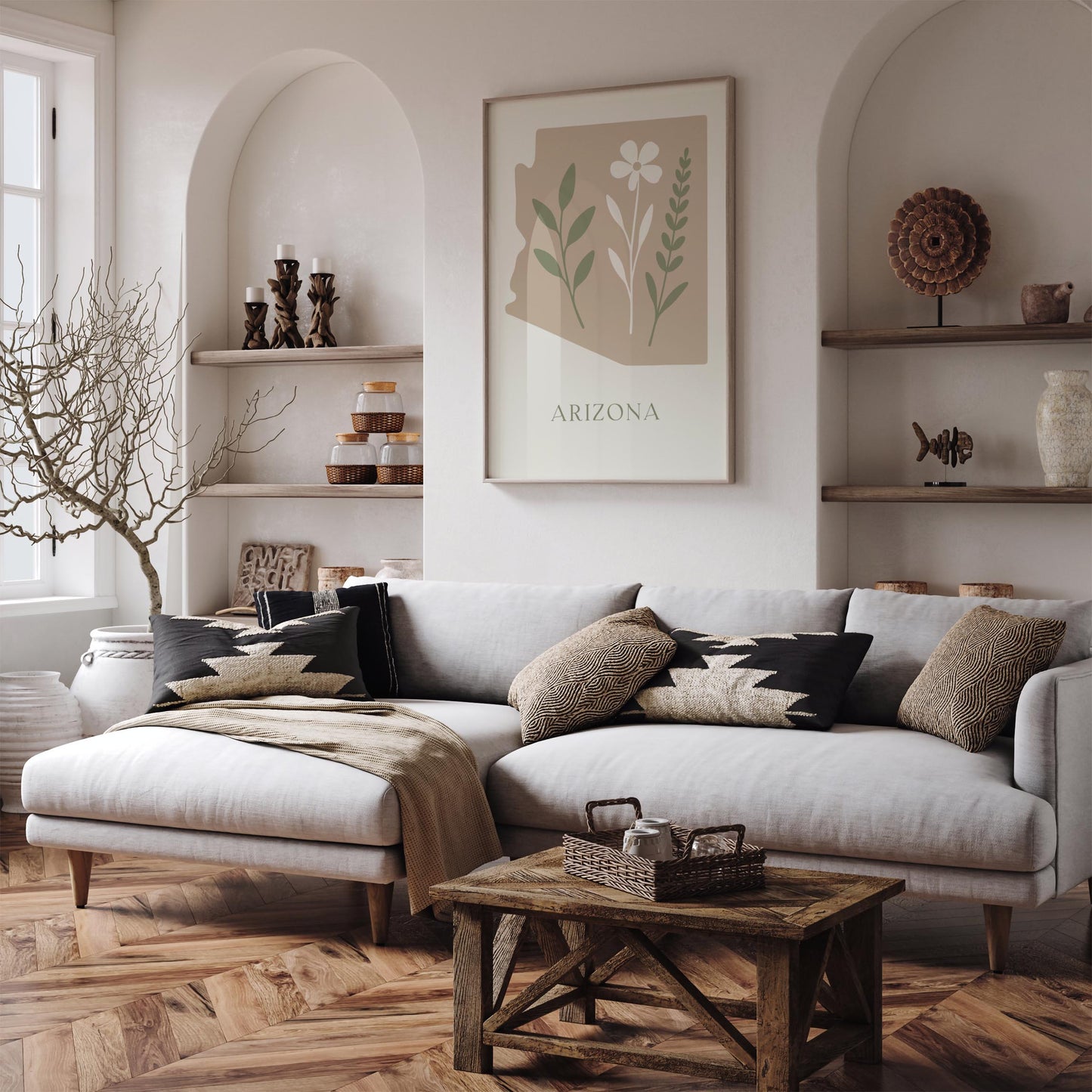 Minimalist Arizona Poster - Neutral Tones Home Decor