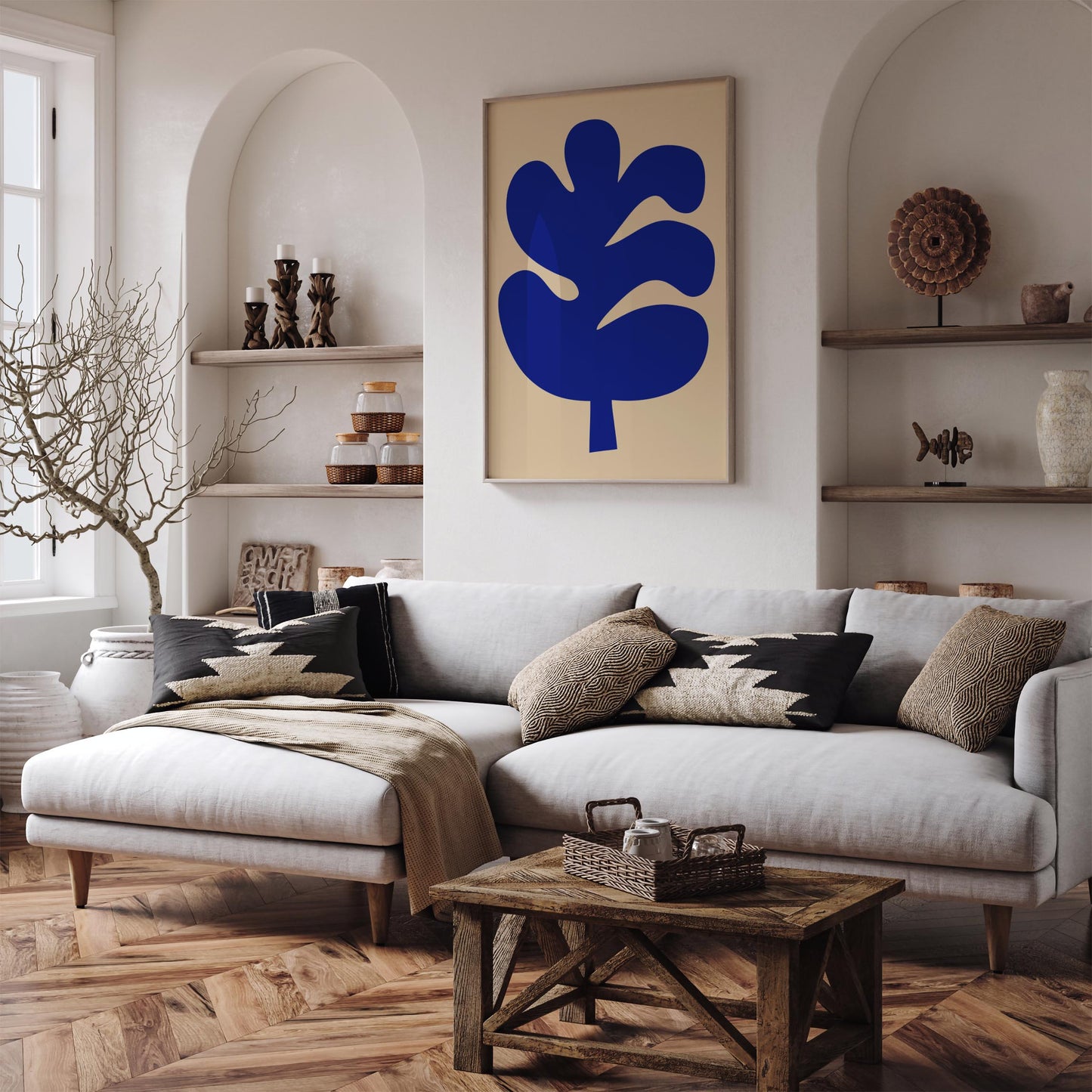 Blue Leaf Wall Art Print