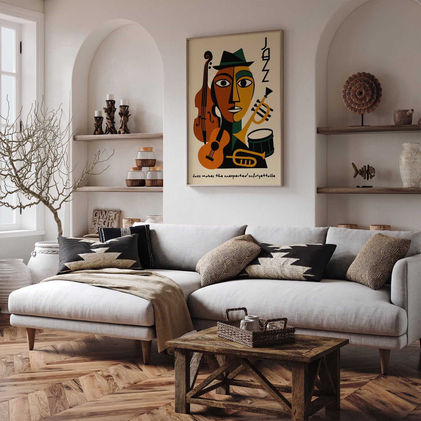 Jazz Music Poster - Retro Cubist Wall Art