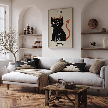 Stay Satan Poster - Funny Cat Portrait Print