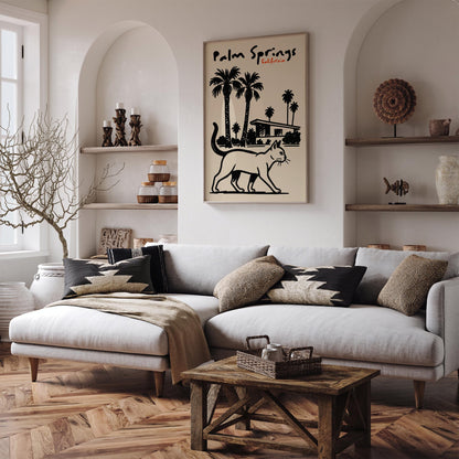 Palm Springs California Poster - Black Ink Style Wall Art
