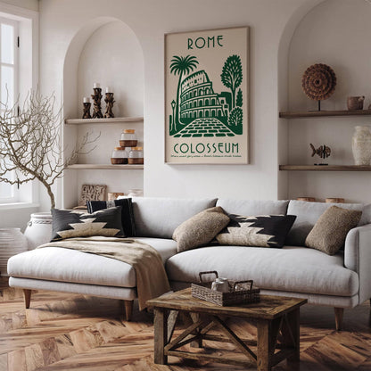 Rome Italy Colosseum Travel Green Poster