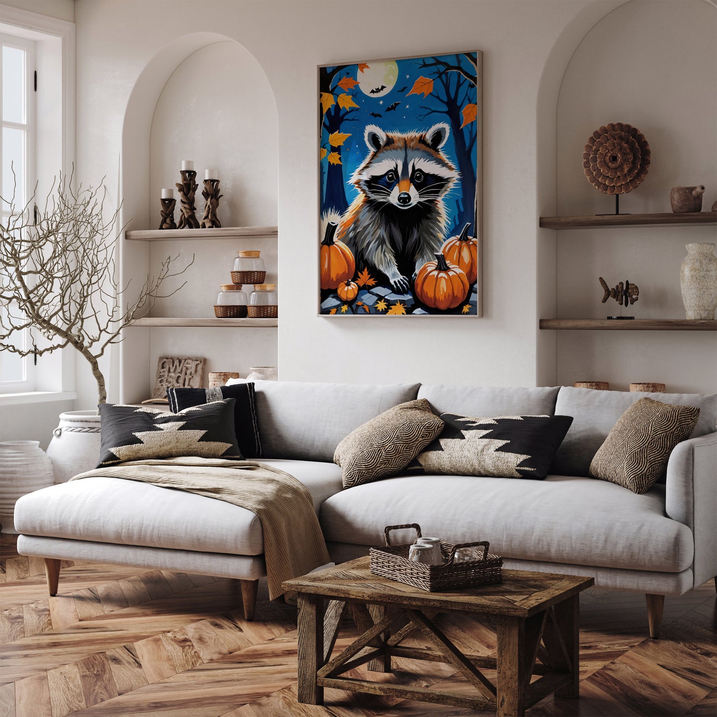 Racoon with Pumpkins Hallowen Wall Art