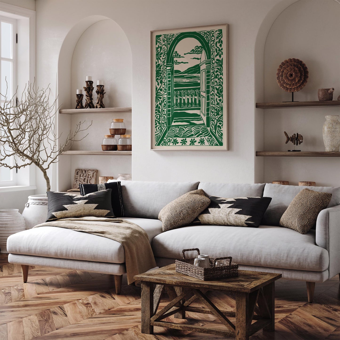 Italian Seascape Green Holiday Travel Wall Art Print