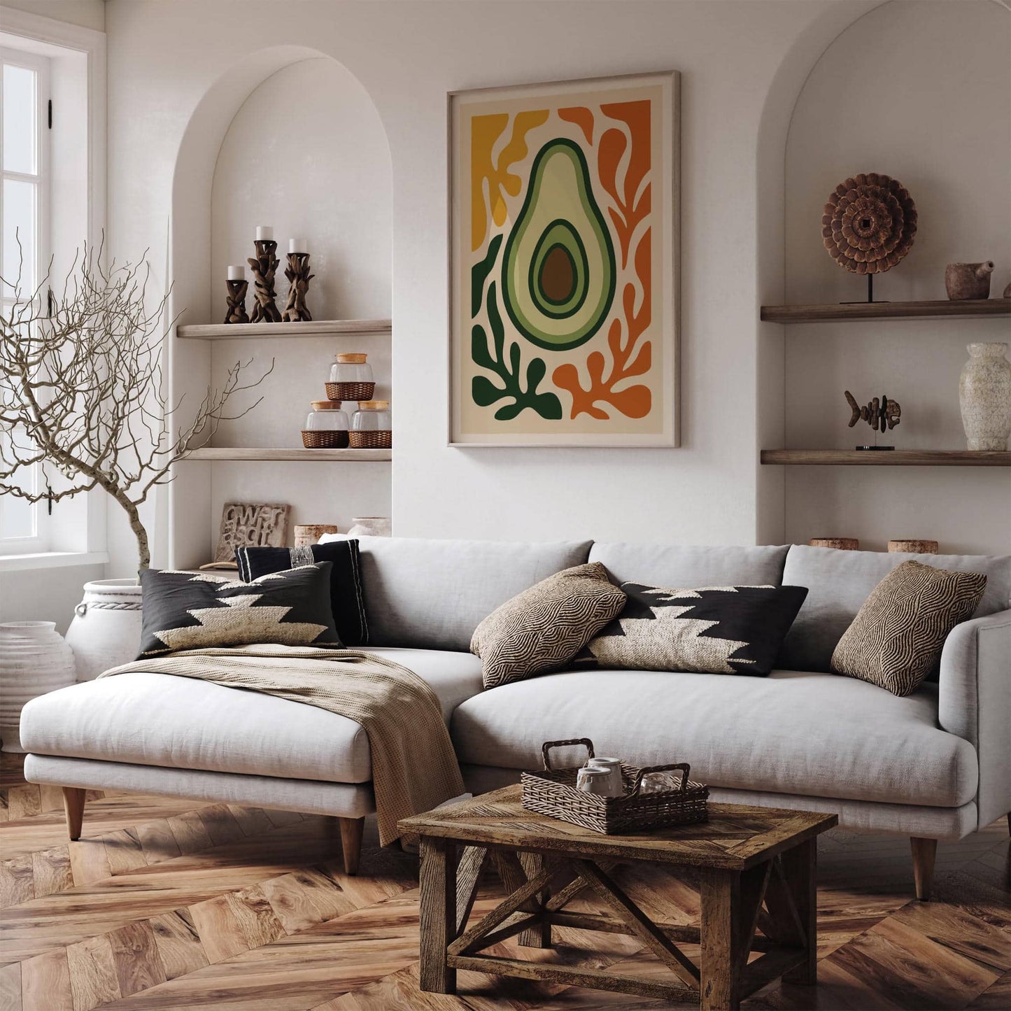 Avocado Fruit Print Farmhouse Kitchen Wall Art