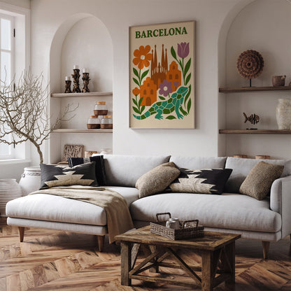 Bohemian Barcelona Print - Vintage Travel Poster