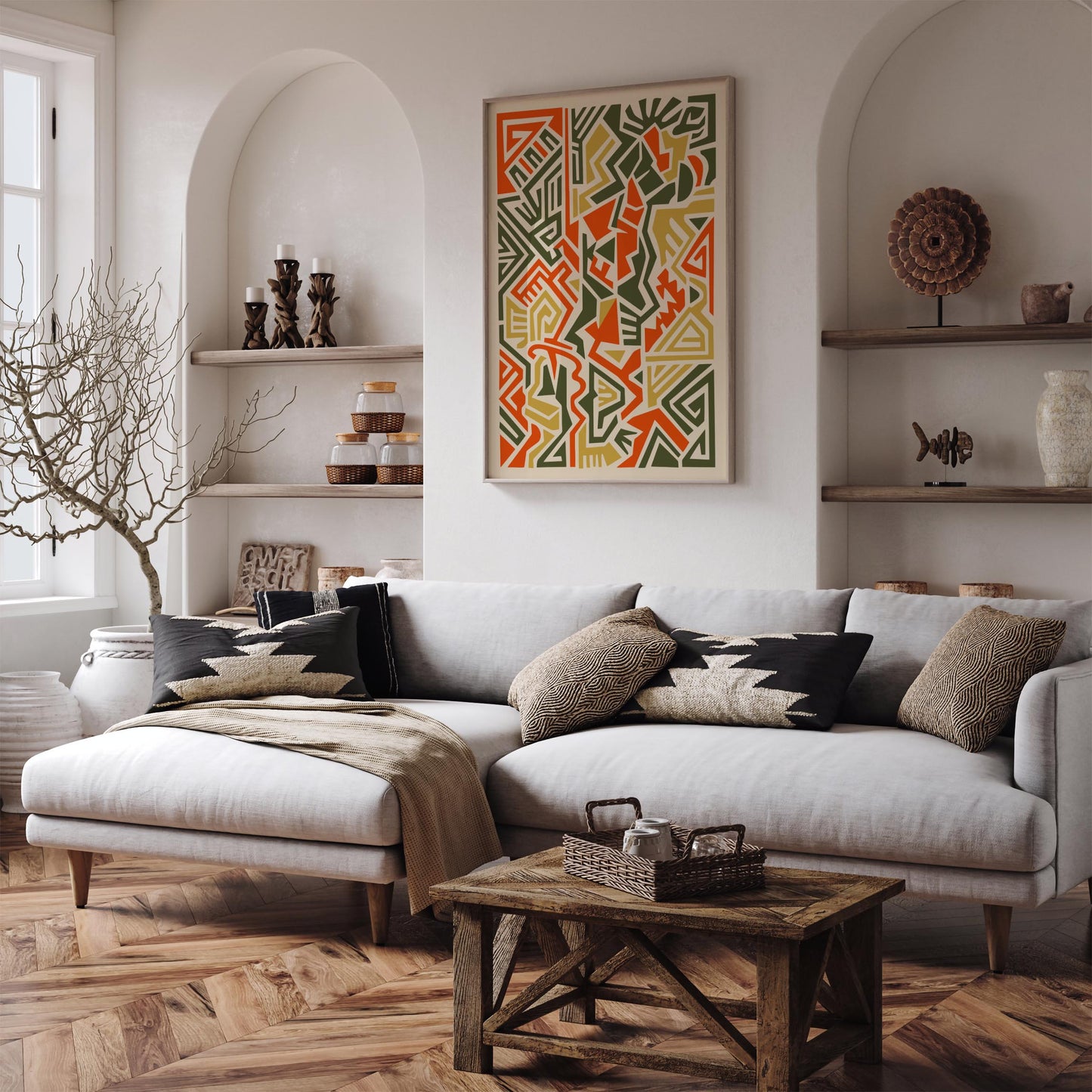 Boho African Maze Abstract Poster