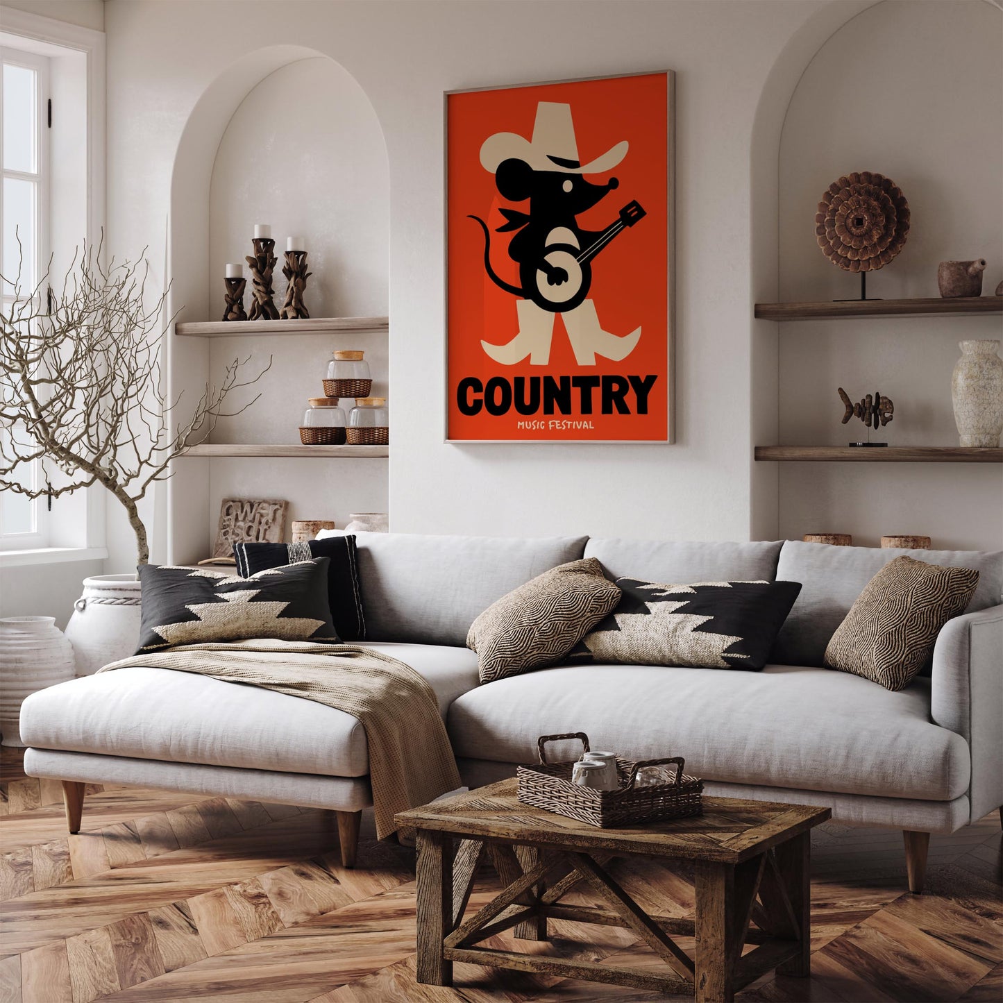 Little Mouse Country Musician Poster - Retro Mancave Wall Decor
