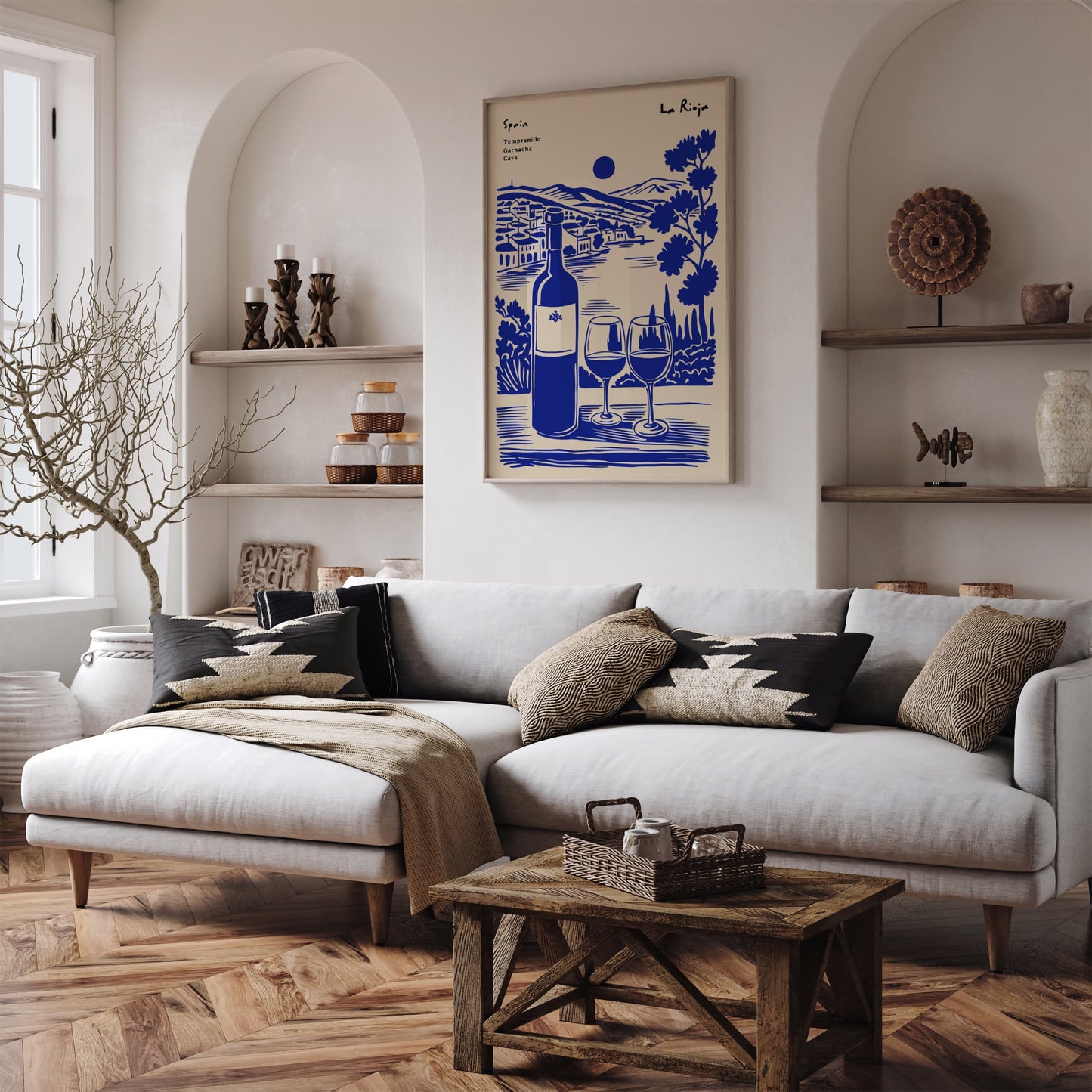 Spain La Rioja Wine Collection Blue Poster