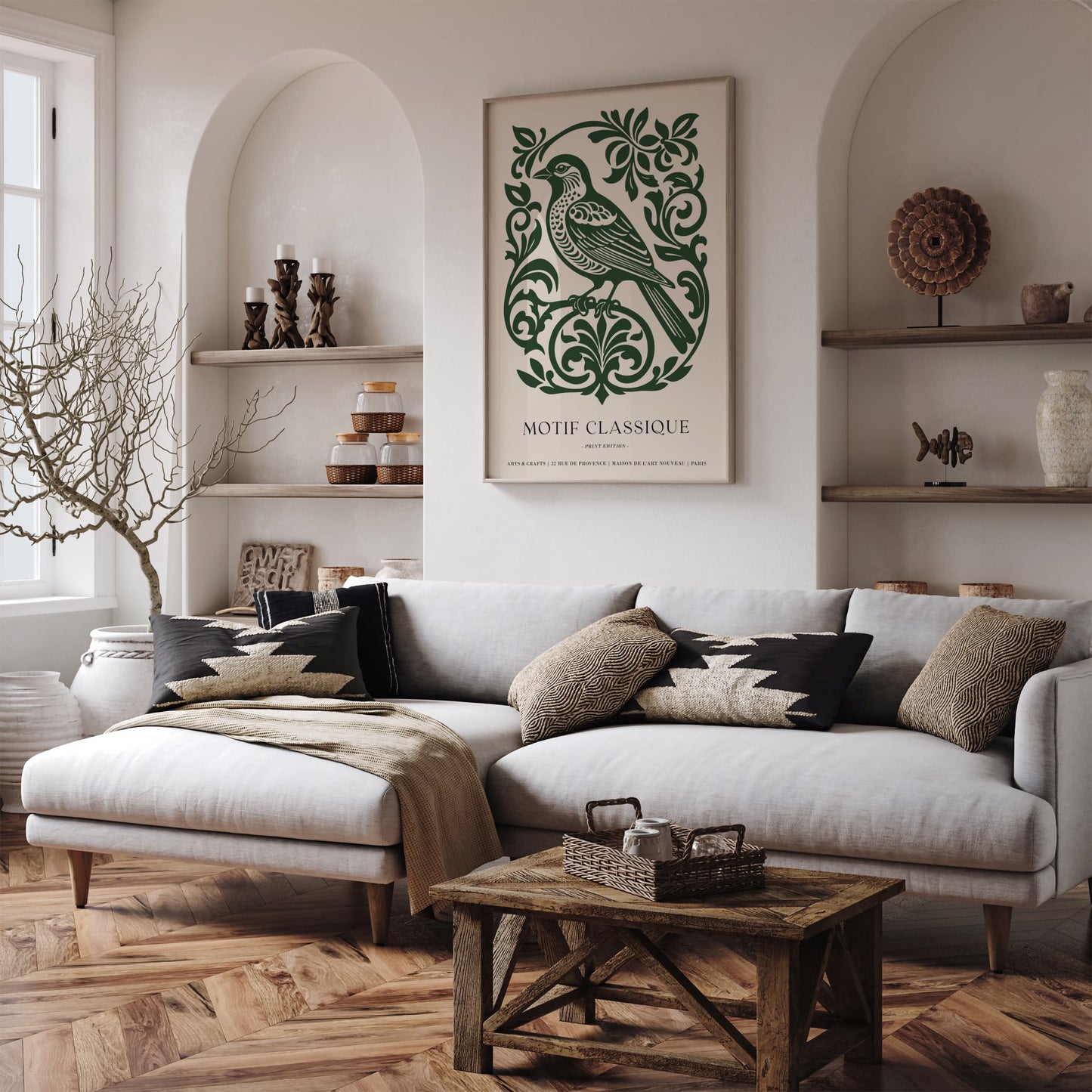 Green Bird Poster - Classic Elegant Wall Art Print