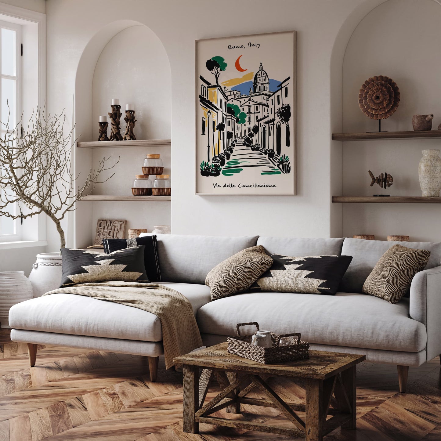 Italy Travel Poster - Rome Ink Sketch Art