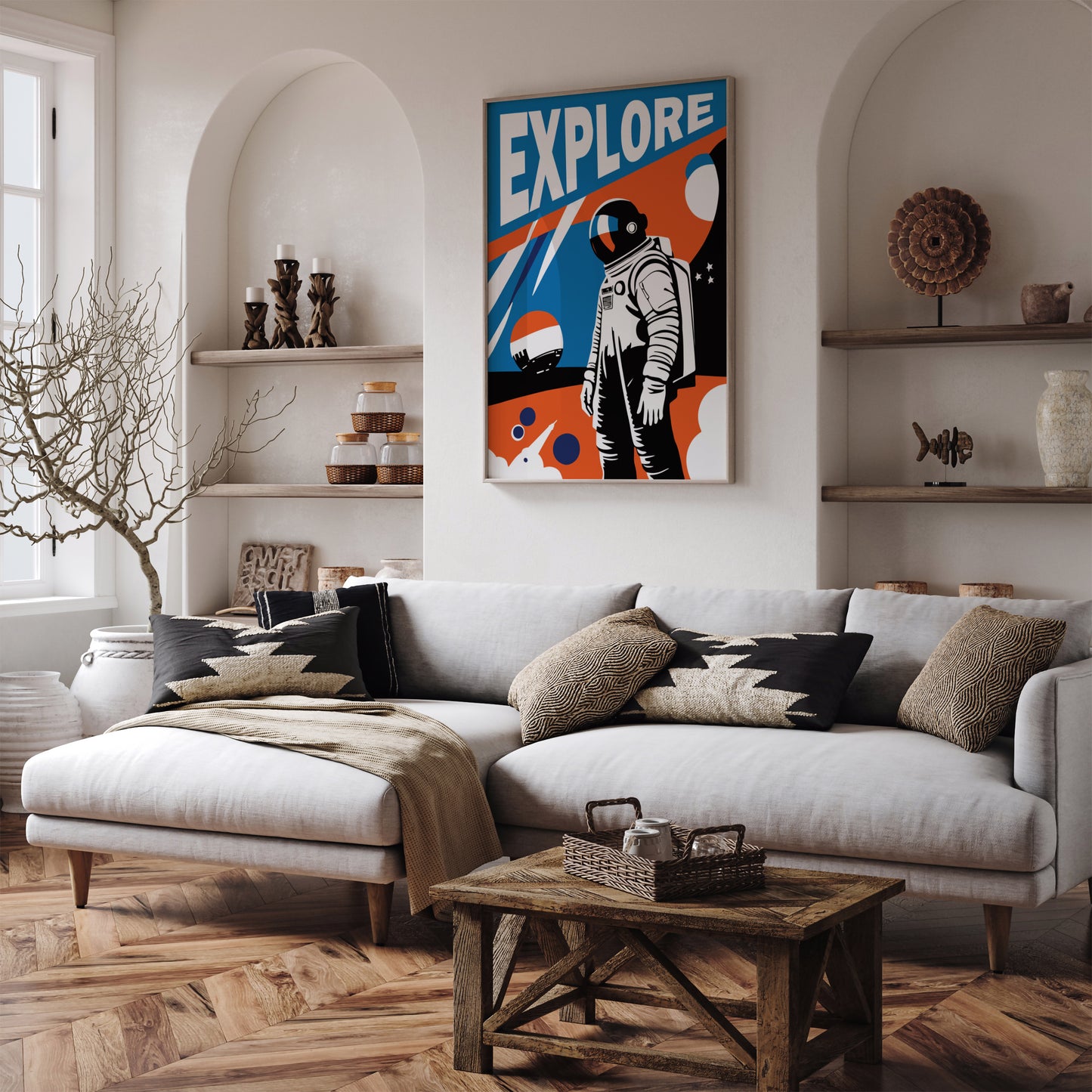 EXPLORE - Astronaut Retro Poster