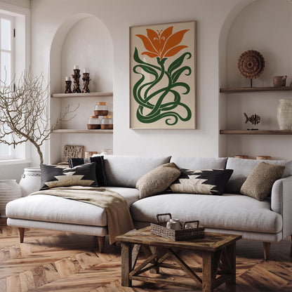 Orange Lily Flower Art Poster