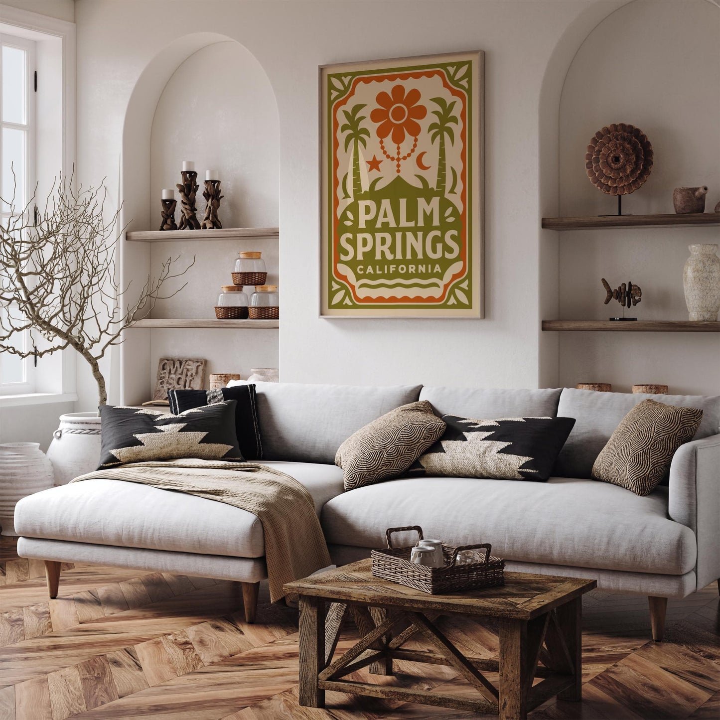 Retro Bohemian Palm Springs California Poster