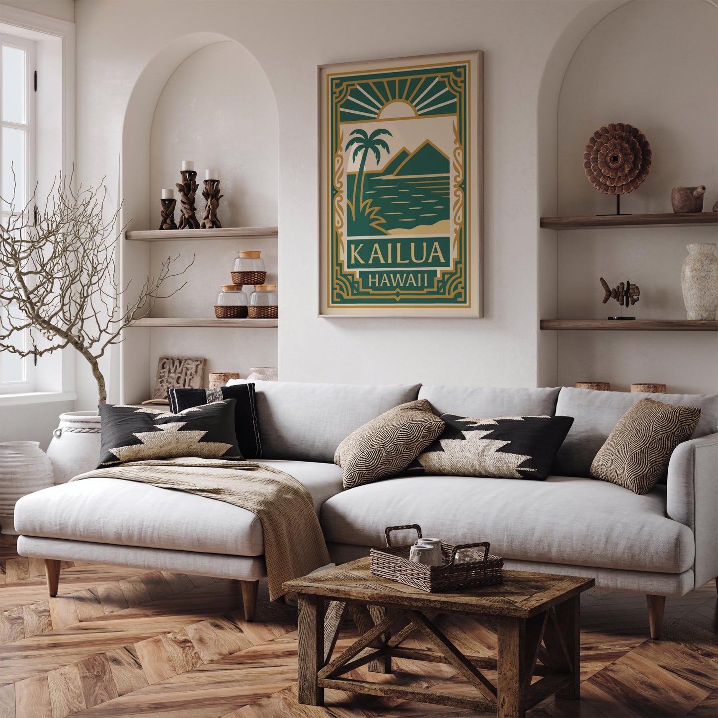 Kailua Hawaii Poster - Art Deco Travel Wall Art