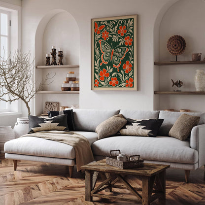 Green Butterfly Bohemian Art Print