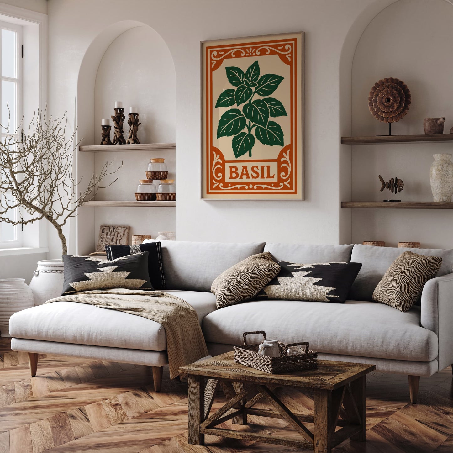 Basil Herb Poster - Rococo Kitchen Wall Decoration