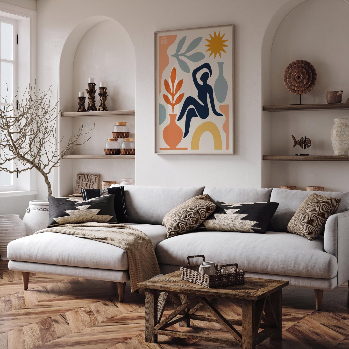 Abstract Blue Figure - Modern Cut-Out Style Wall Art Print