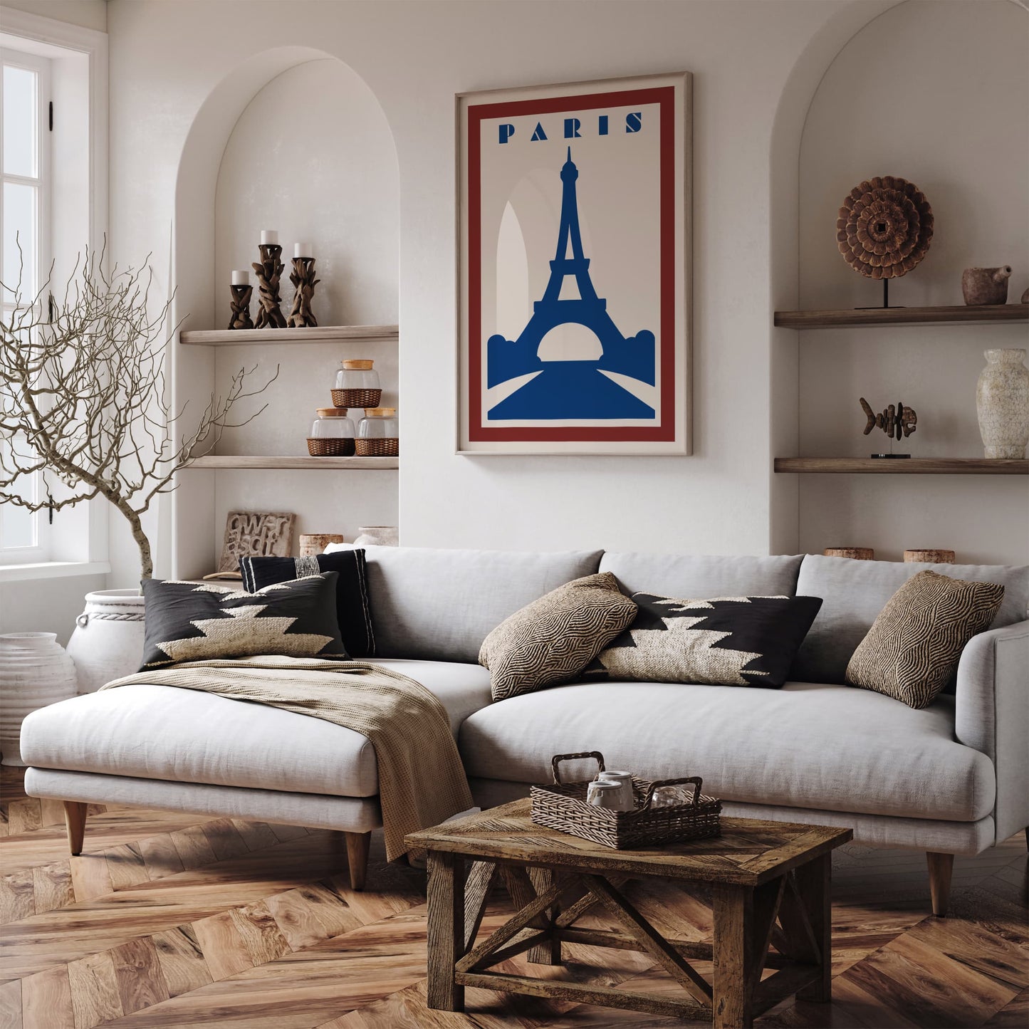 Paris Travel Poster - Retro Minimalist Art Print