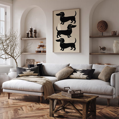 Tree Black Dachshunds Dog Poster