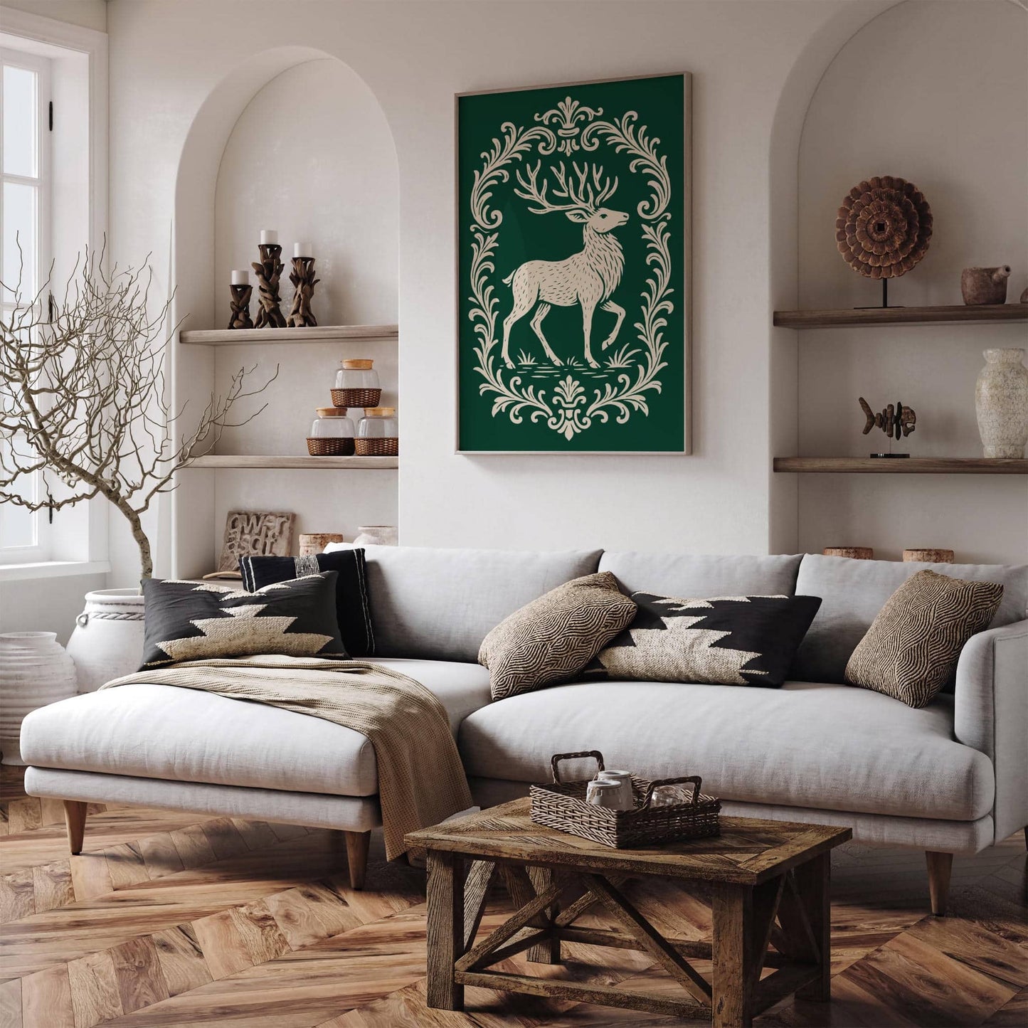 Majestic Deer Green Poster