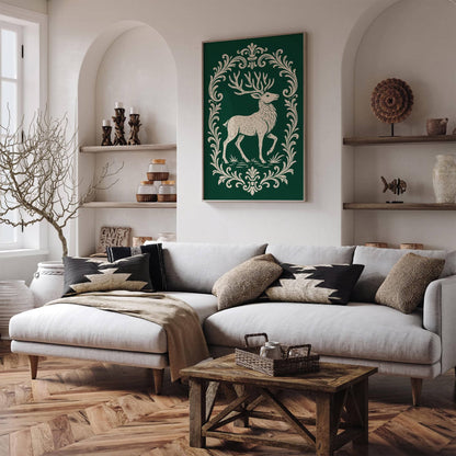 Majestic Deer Green Poster