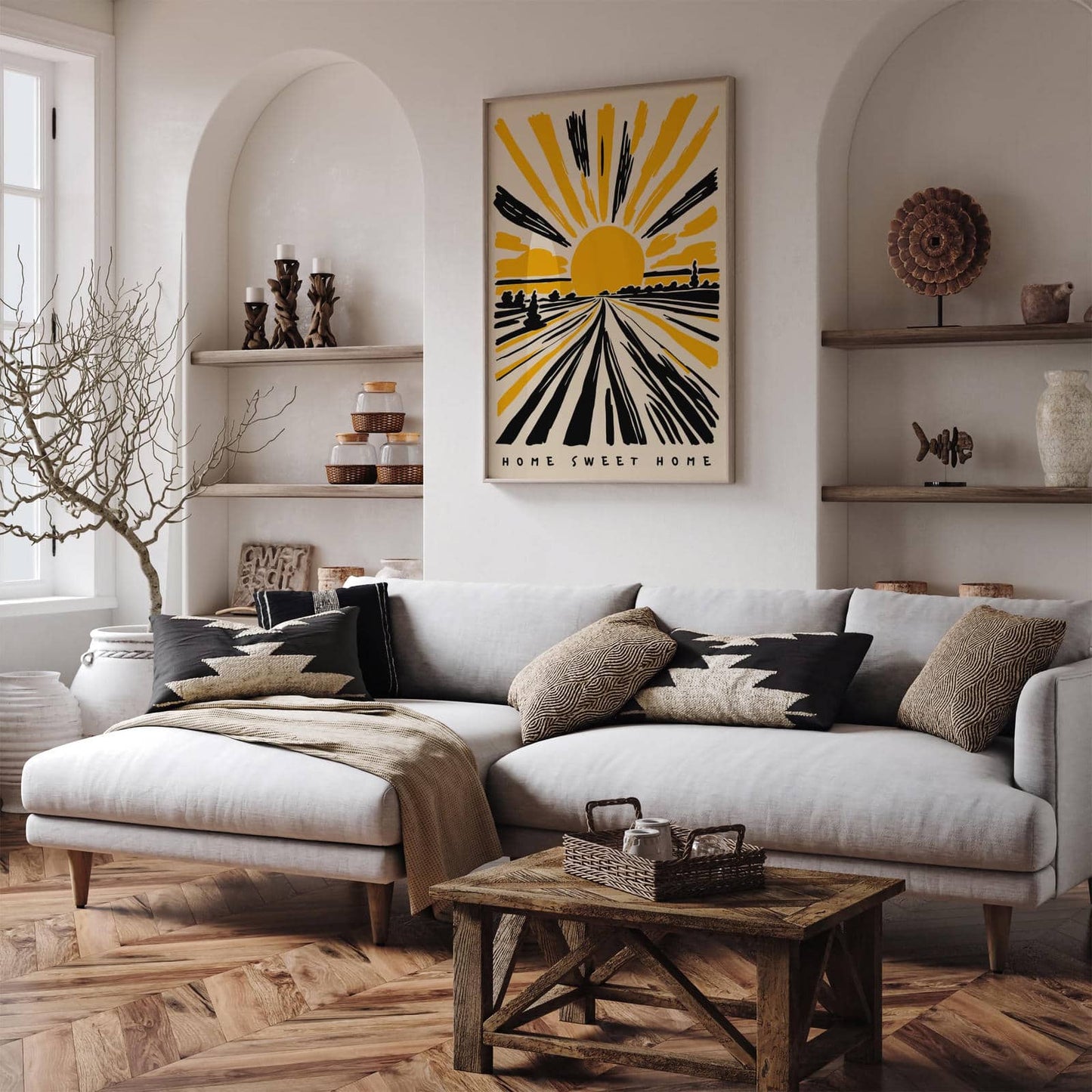 Yellow Sunset Home Sweet Home Poster