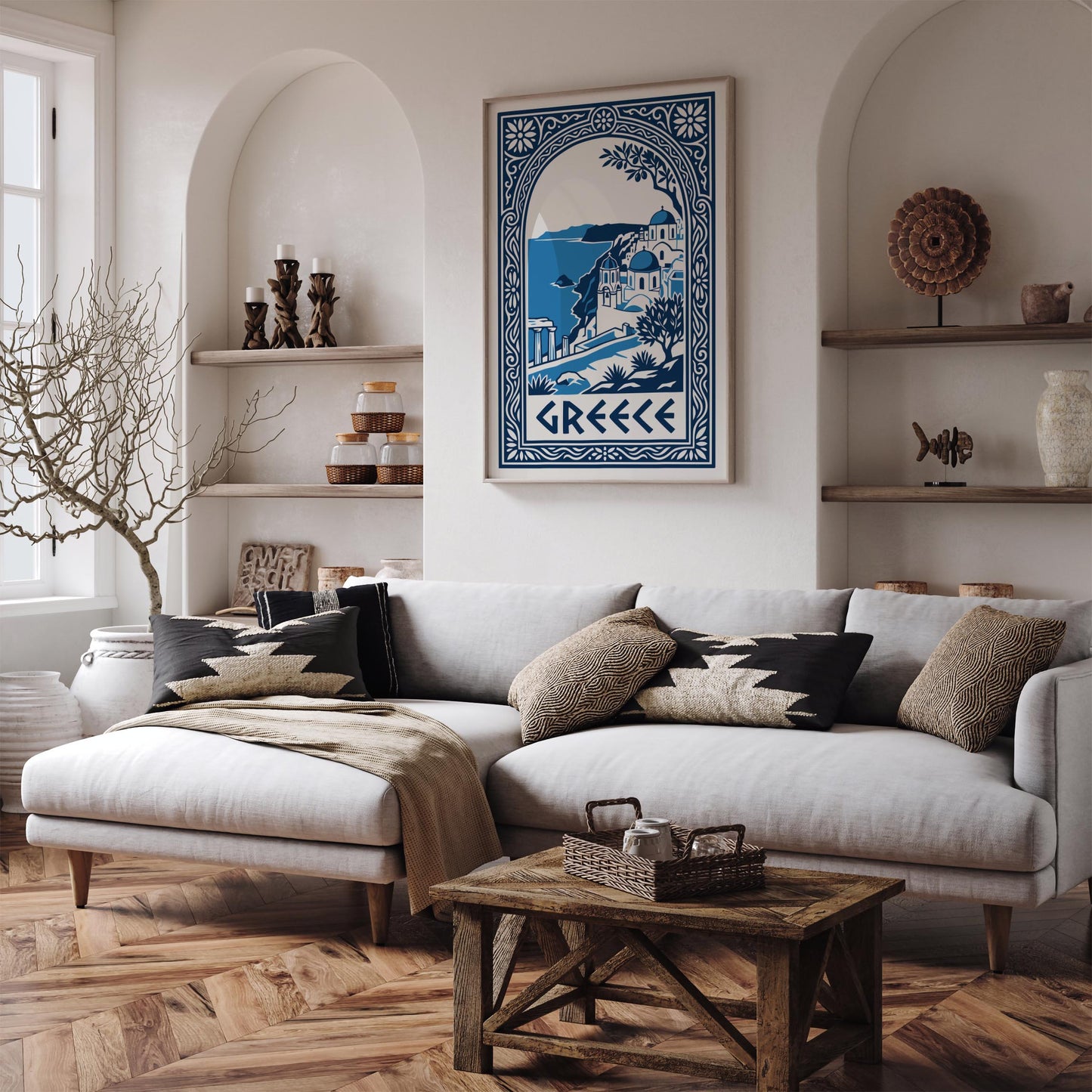 Greek Island Cityscape Poster