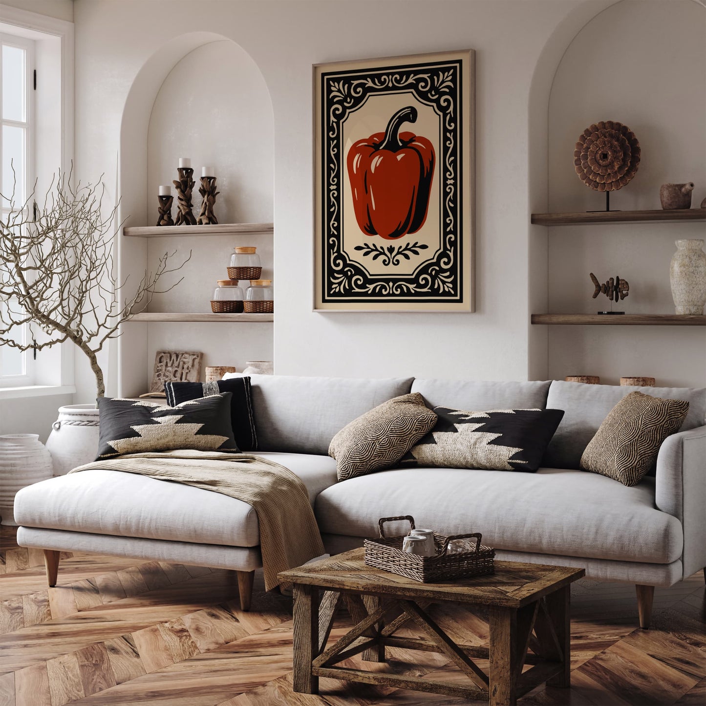 Red Bell Pepper Poster - Rococo Kitchen Wall Art Print