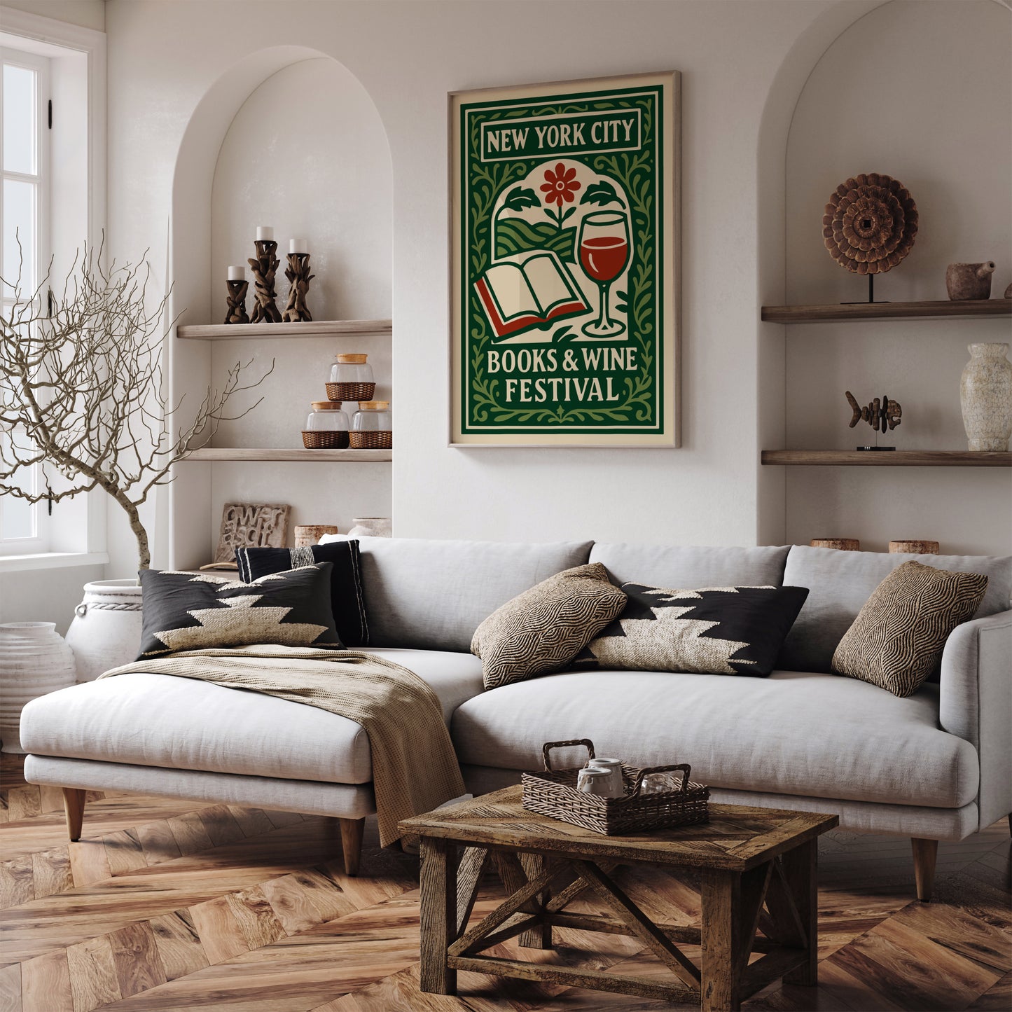 Books & Wine Festival NYC Green Art Print